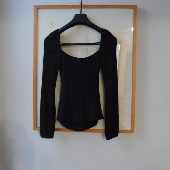 Reformation Black Stretchy Rosalind Top Size L - Picture 5 of 6